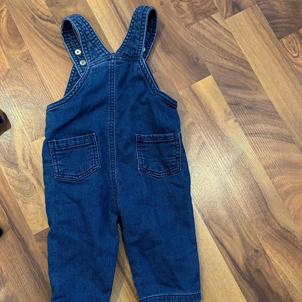 Carter's Navy Striped Sweater and Denim baby Overalls